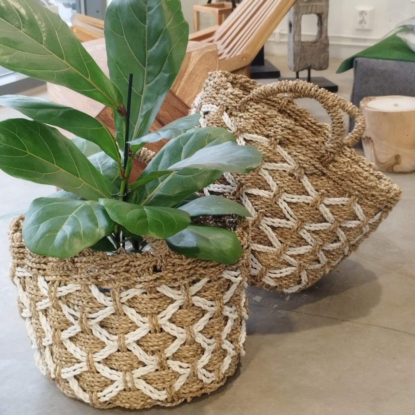 BASKET CHRISTA SEAGRASS Ø42/36 2PCS