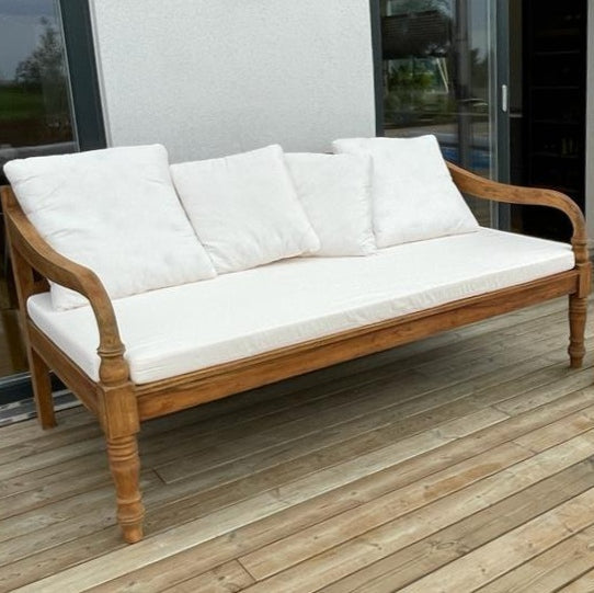 WILLIAM Sofa i mahogni – Daybed 200 cm med 6 puder og madras