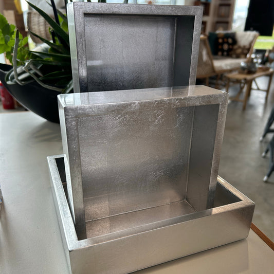 Firkantet lak serveringsbakke Sølv