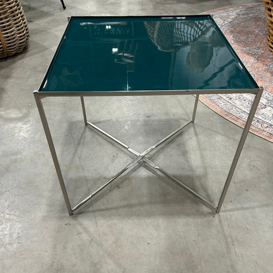 SIDEBORD i Grøn/Hvid og sølv 45x45x45cm