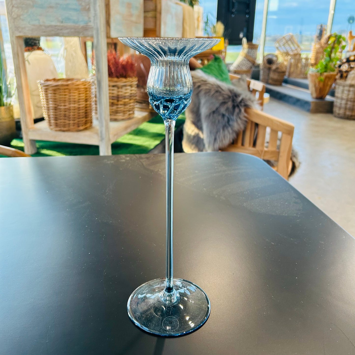 Tulipan Ljusstake, Blå - 25 /30 cm Anna Von Lipa