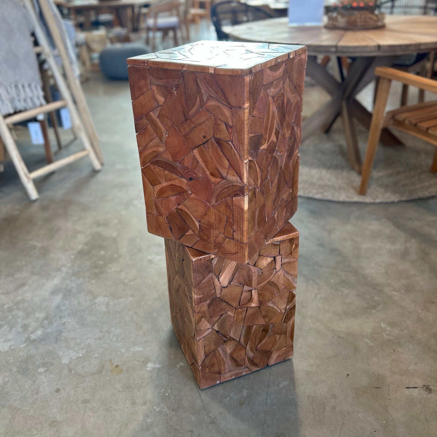 AGLIA skammel teak mosaik 30x30 cm