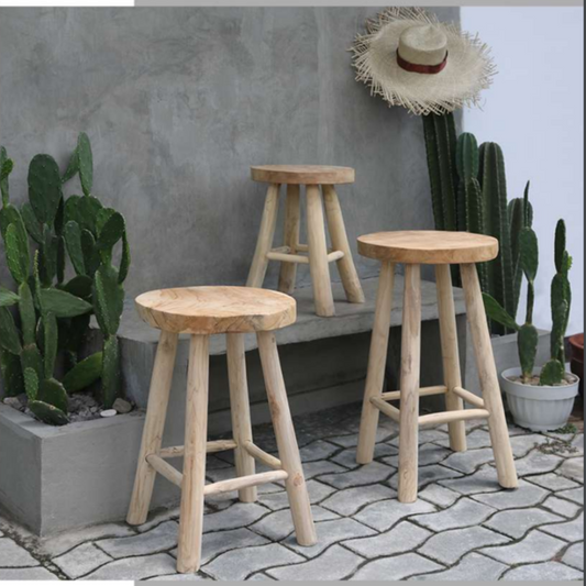 KANSAS Barstol i rustik teaktræ