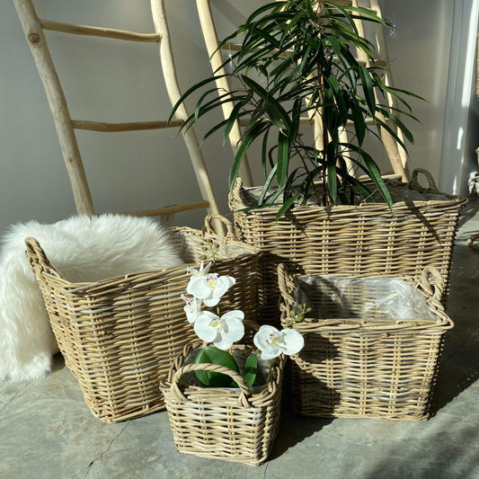 KURV ATHENA RATTAN TERNING NATURLIG Ø50/40/30/20 KVADRAT 4 STK