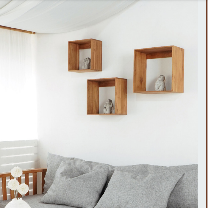 LINEA Vägghyllor Kvadrat Set-3
