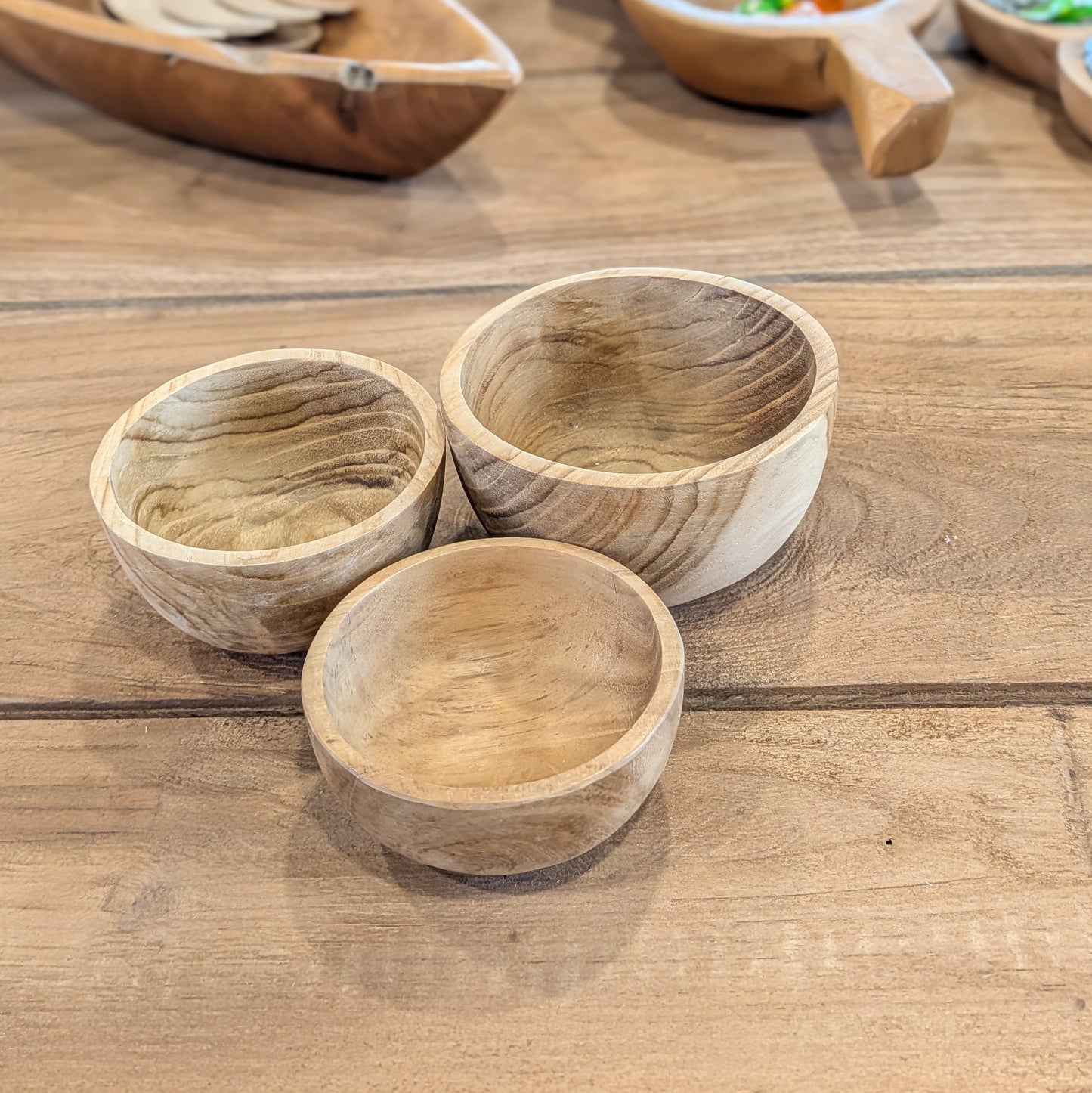 Bali Teak Godisskålar – Set om 3 | Handgjorda i Teak