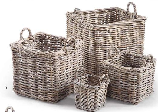 KURV ATHENA RATTAN TERNING NATURLIG Ø50/40/30/20 KVADRAT 4 STK