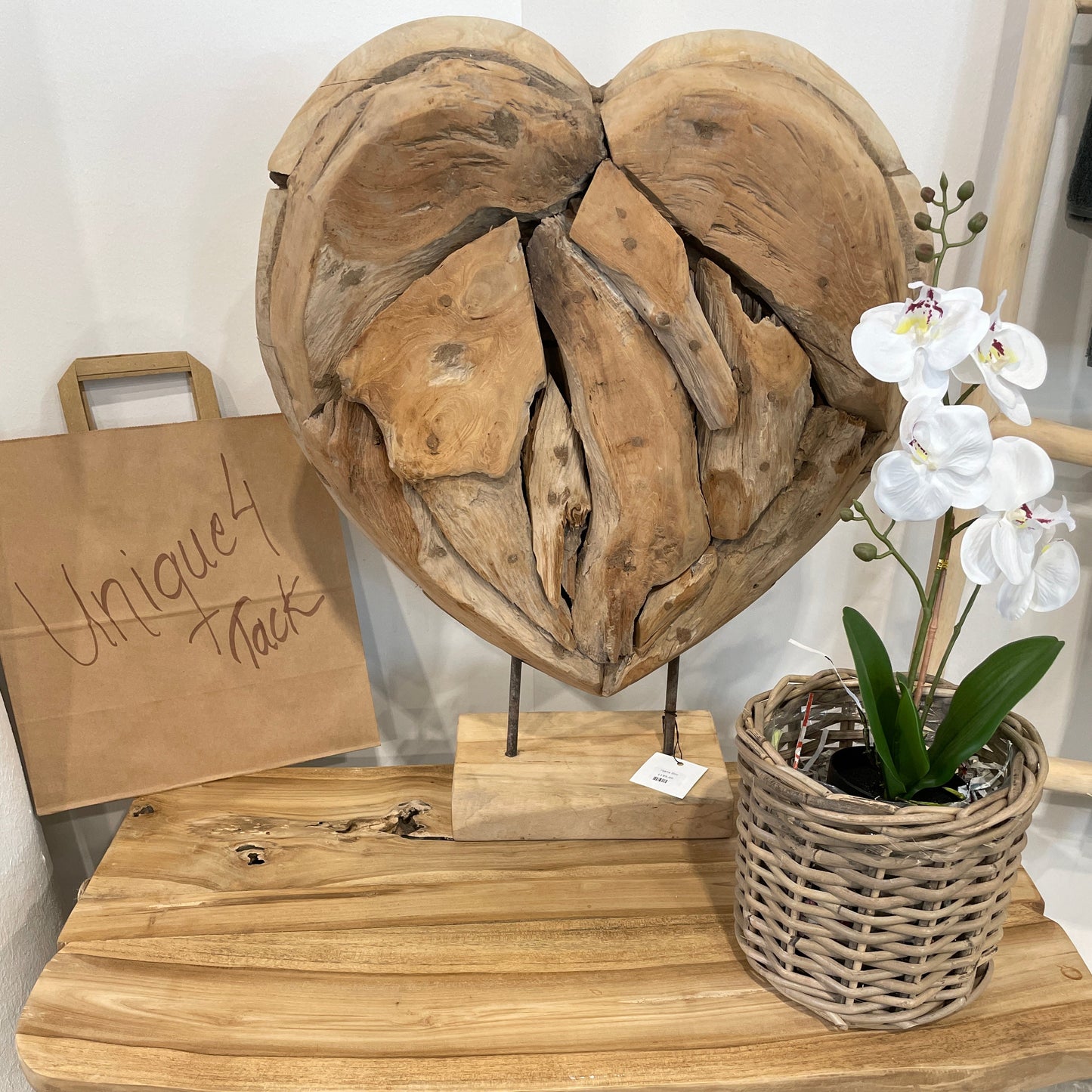 Hjärta Decor teak trä