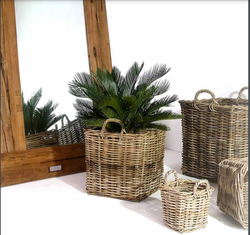 KURV ATHENA RATTAN TERNING NATURLIG Ø50/40/30/20 KVADRAT 4 STK