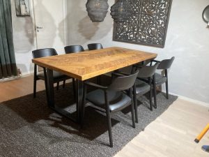ZIGZAG Herringbone Dining Table in Teak 200 x 100