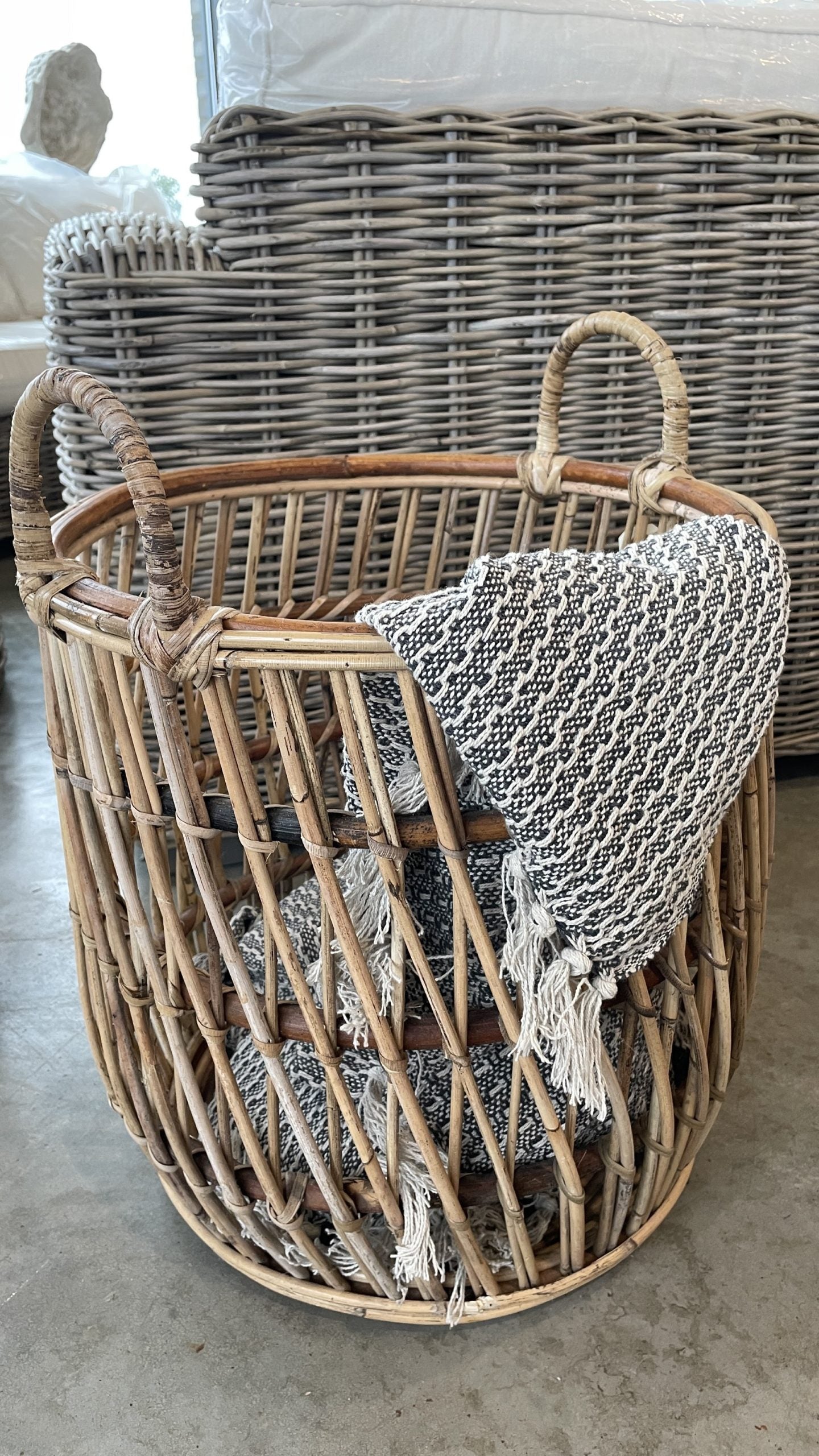 KURV MOCHI Rattan Natur Ø48/40/35 3STK