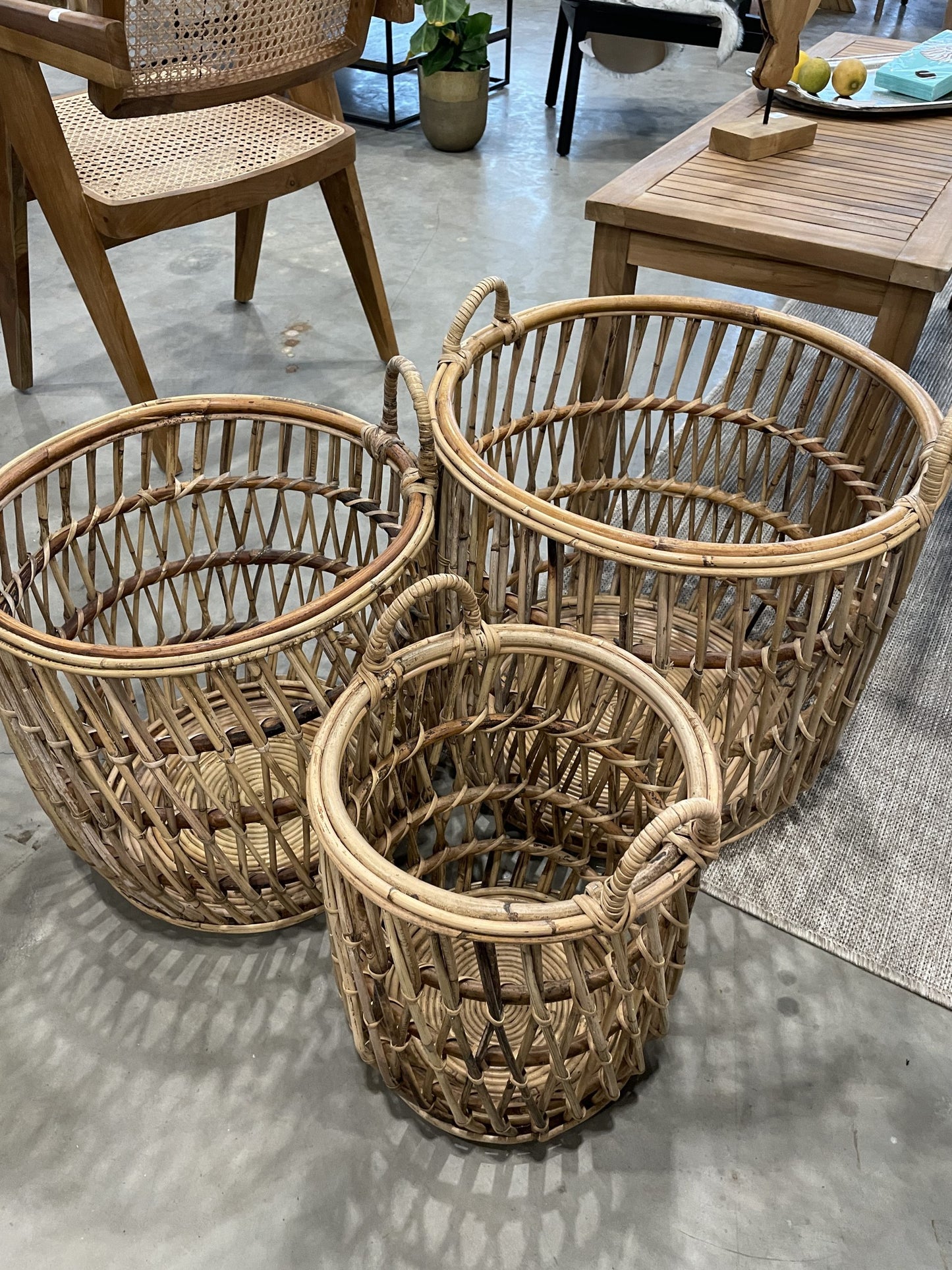 KURV MOCHI Rattan Natur Ø48/40/35 3STK