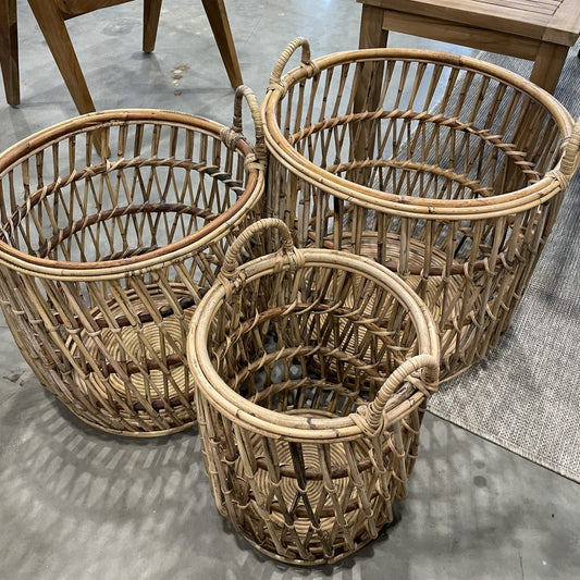 KURV MOCHI Rattan Natur Ø48/40/35 3STK