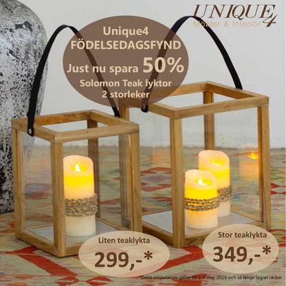 SOLOMON Lanterner Teak 2-pak - Håndlavede Havelanterner med Glas