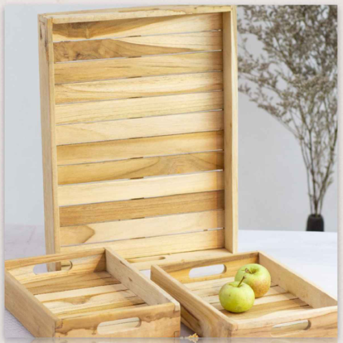 Chil Serveringsbricka teak 3-set
