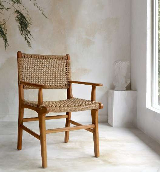 Damar Matstol med Armstöd - Teak & Rotting för Uteplatsen