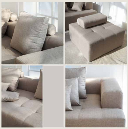 Canggu Soffa 4 –Sits Ljusbeige med fotpall