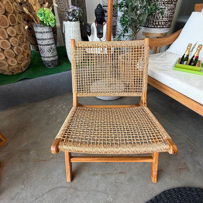 Damar Loungestol i Teak & Flätad Rep – Natur