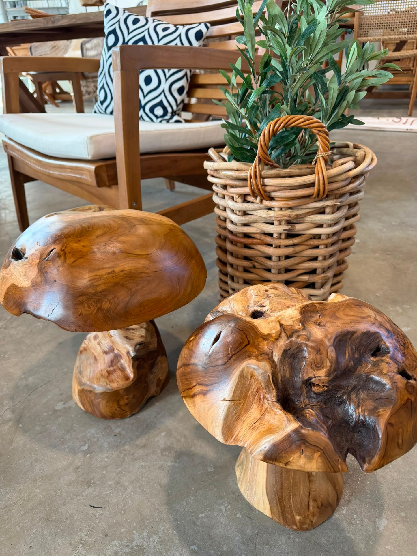 Jamur Dekorationssvampar i Teak – Handgjord Inredning