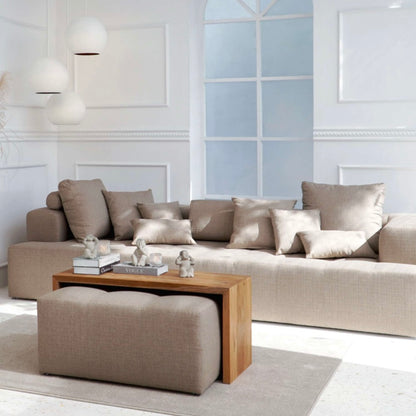 Canggu Soffa 4-Sits Ljusbeige med Fotpall - Lyxig Vardagsrumsmöbel