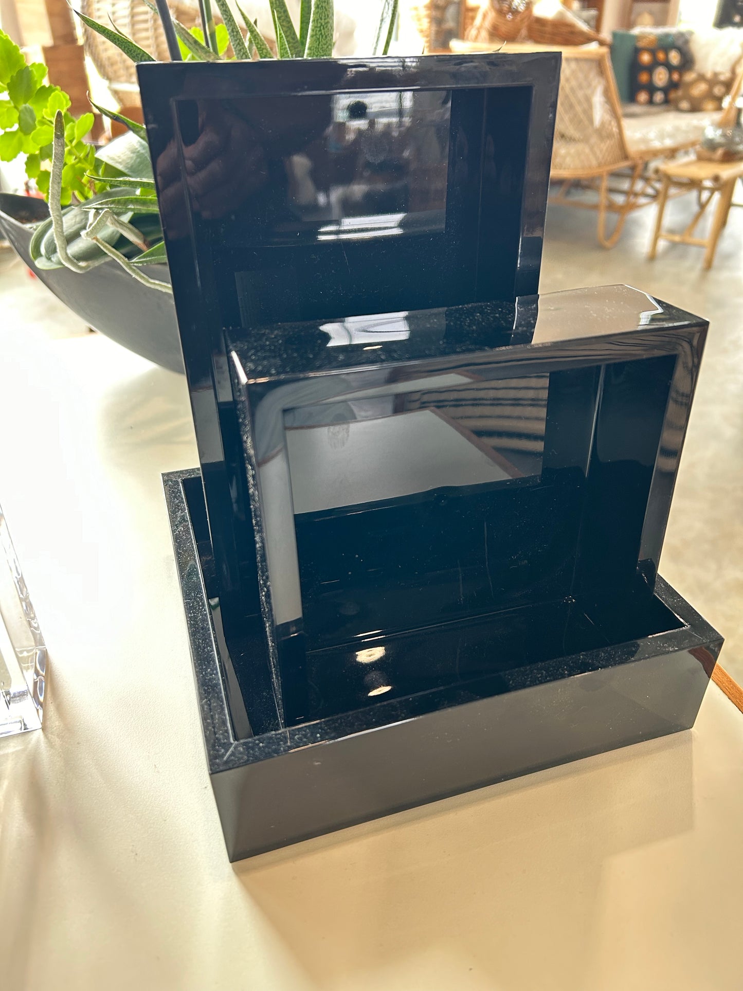 Square lacquer serving tray Black