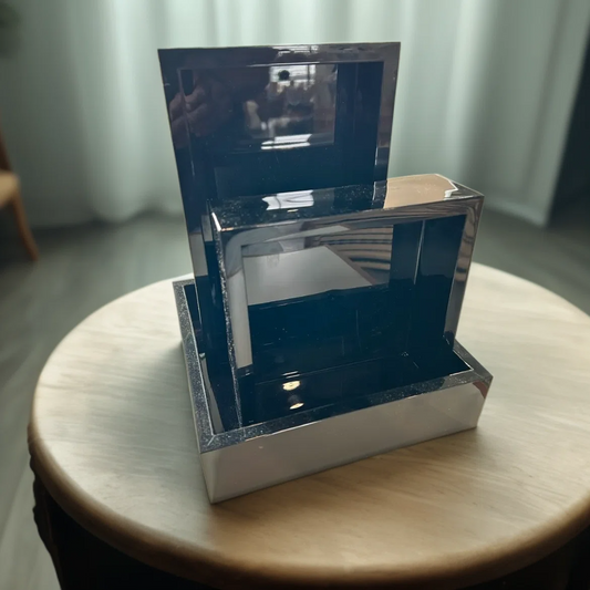 Square lacquer serving tray Black