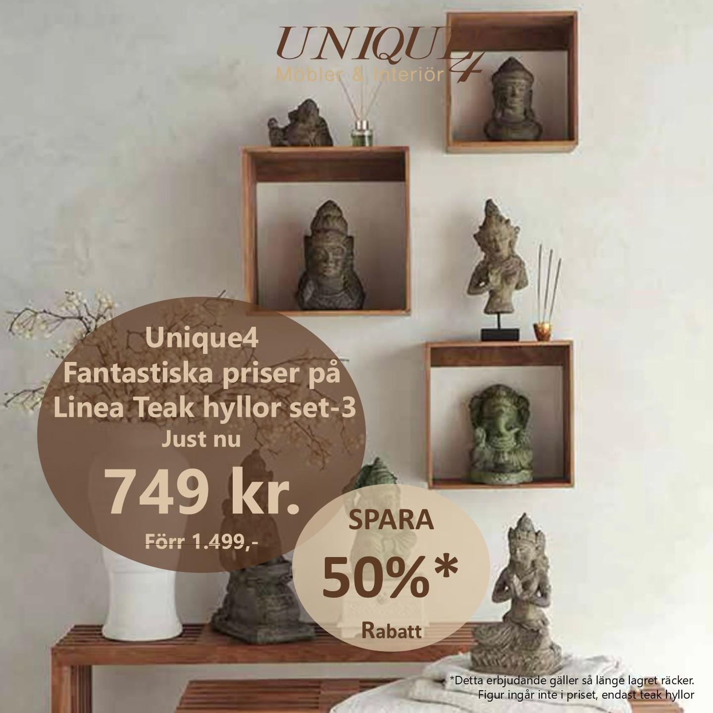 LINEA Vägghyllor Kvadrat Set-3