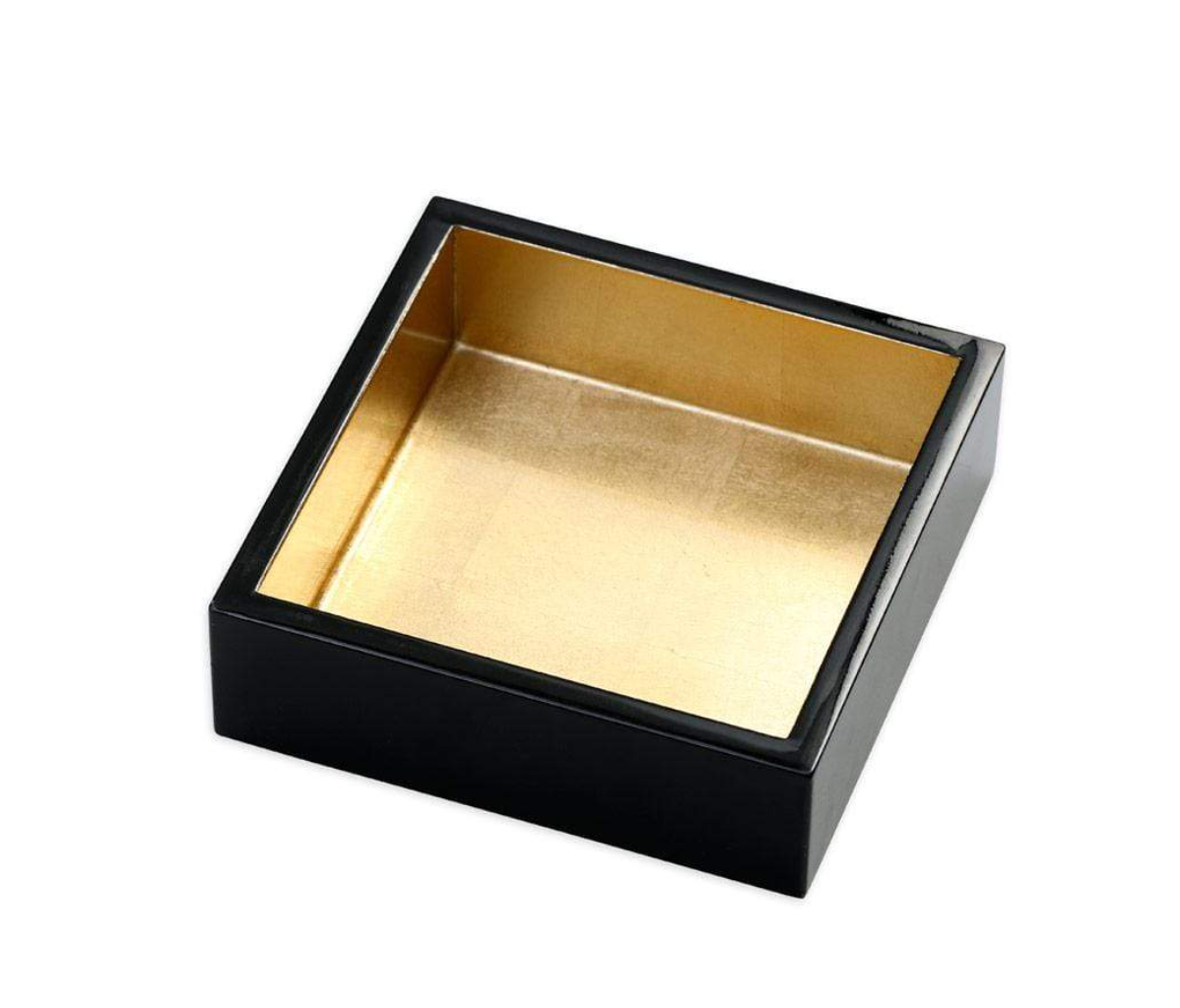 Square lacquer serving tray Black &amp; gold