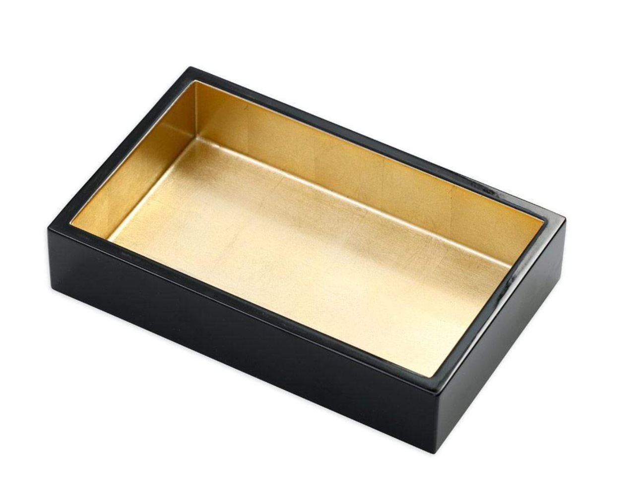 Square lacquer serving tray Black &amp; gold