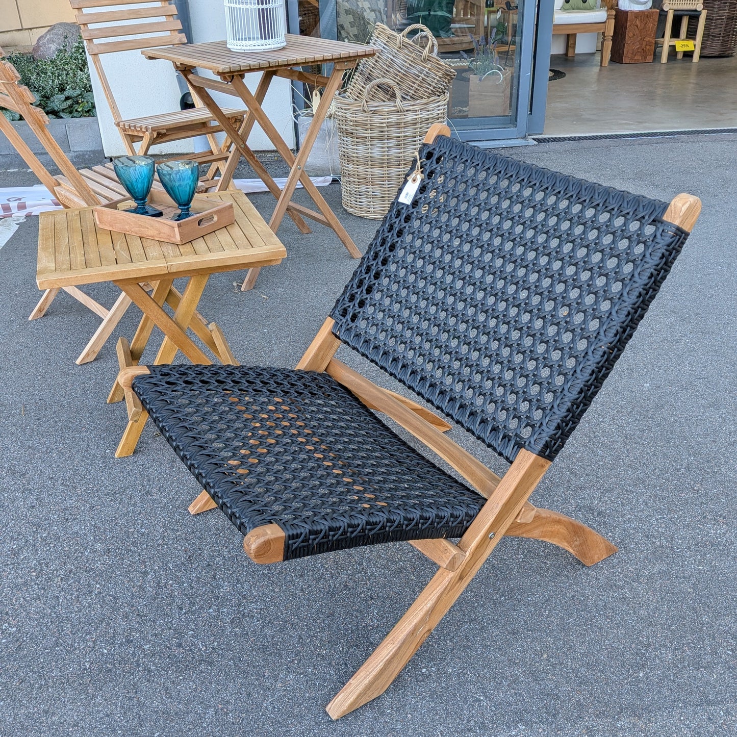 Denise Fällbar Loungestol i Teak & Rep – Premium Design