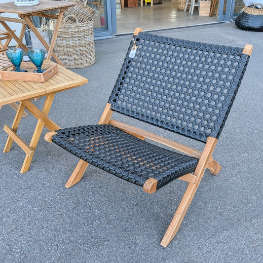 Denise Fällbar Loungestol i Teak & Rep – Premium Design