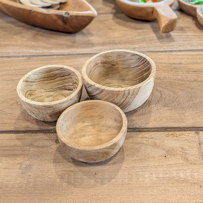 Bali Teak Godisskålar – Set om 3 | Handgjorda i Teak