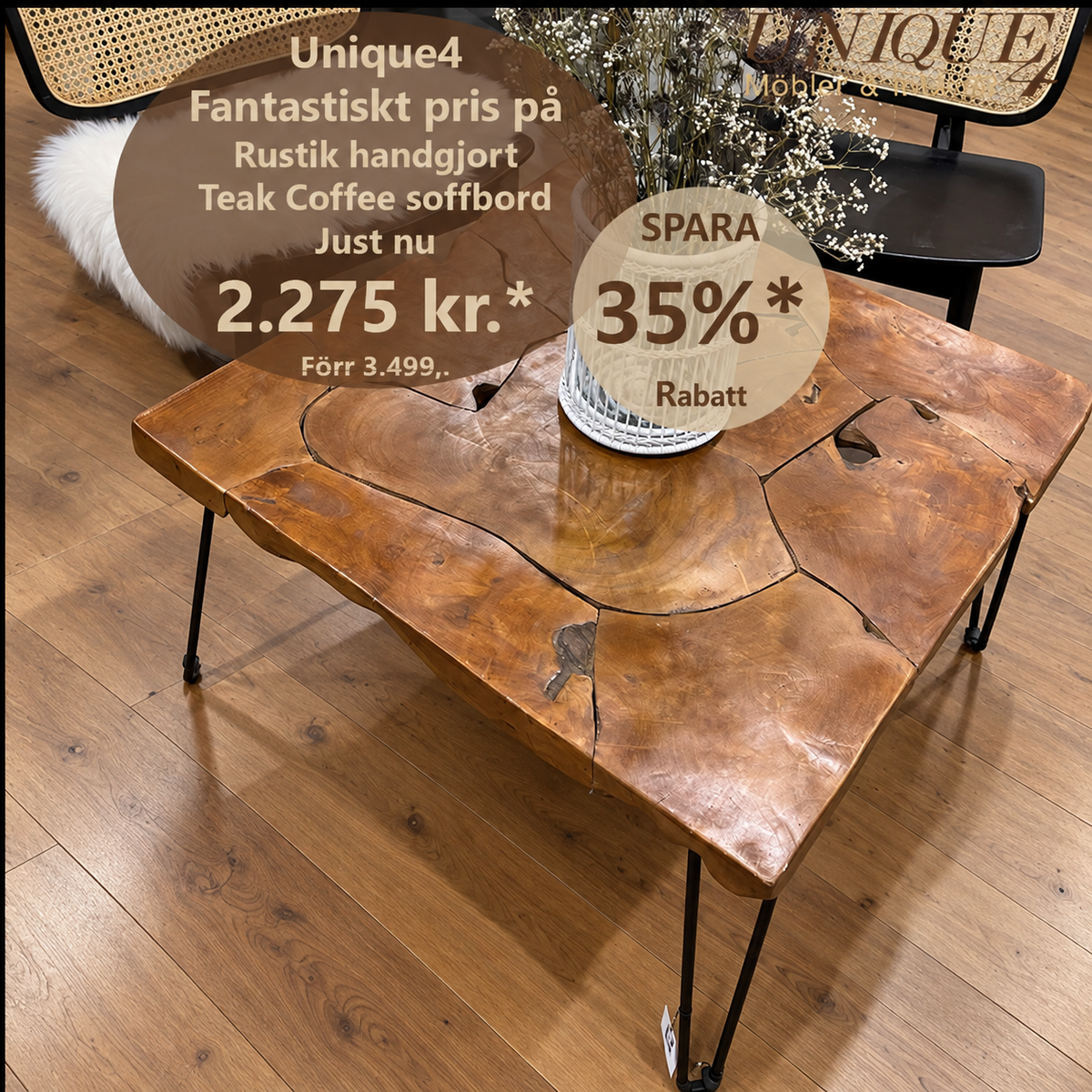 COFFEE Soffbord Teak 80x80 cm