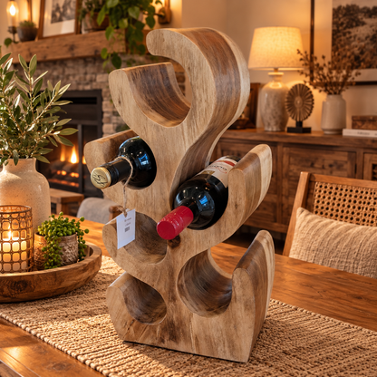 Cactus Wine Rack in Solid Suar Wood – For 6 Wine Bottles