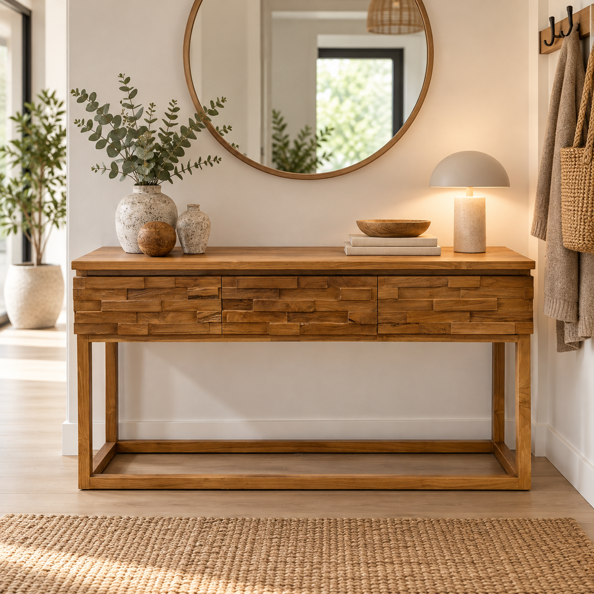 TAMA Konsolbord Teak 150 cm – 3 Lådor