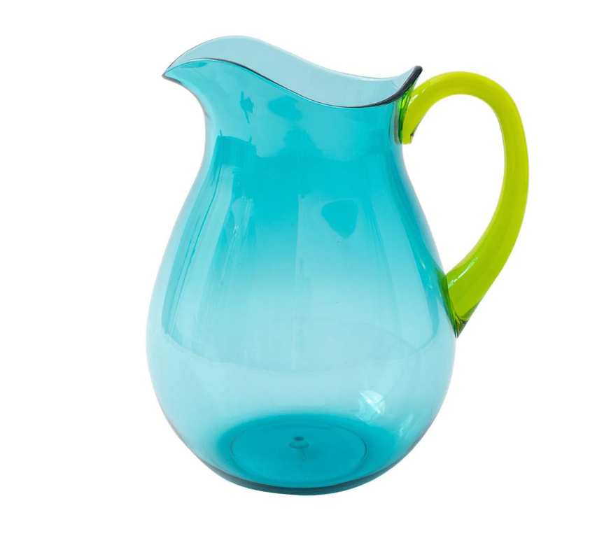 Akrylkande turkis med grønt håndtag - bæredygtig og stilfuld