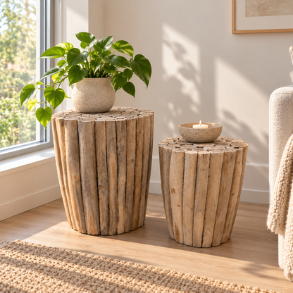 LIPAH Sidobord Återvunnet Teak - Hållbart Träbord Handgjort