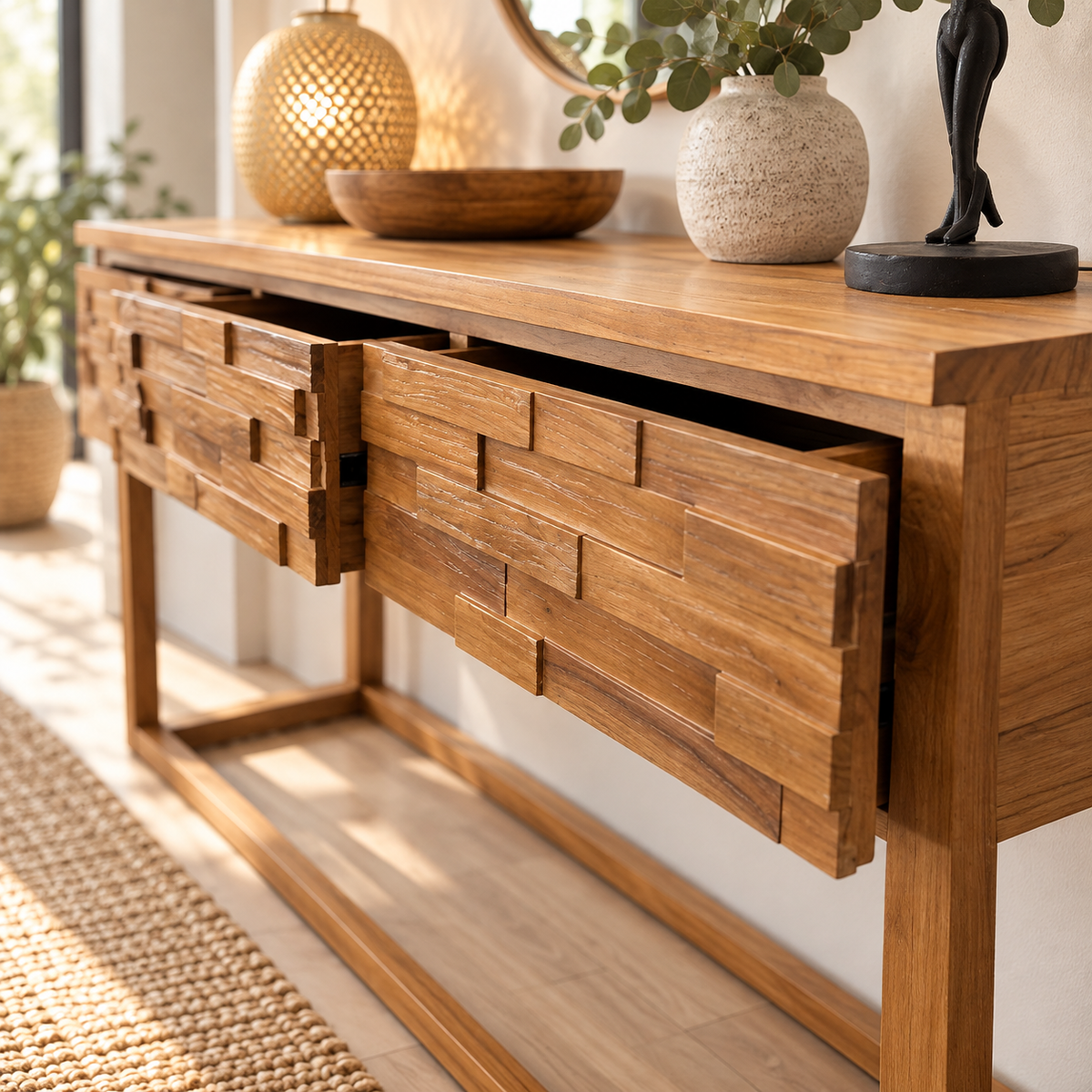TAMA Konsolbord Teak 150 cm – 3 Lådor