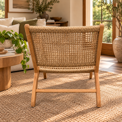 Damar Loungestol i Teak & Flätad Rep – Natur