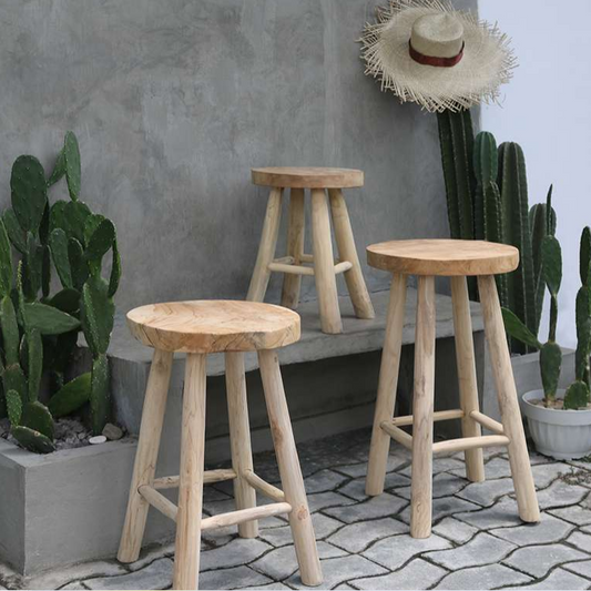 KANSAS Pall i Teak – Mångsidig Sidobord & Sittmöbel 45cm
