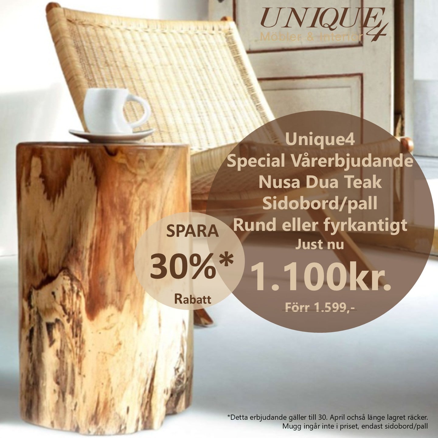 NUSA DUA Sidebord/skammel Teaktræ