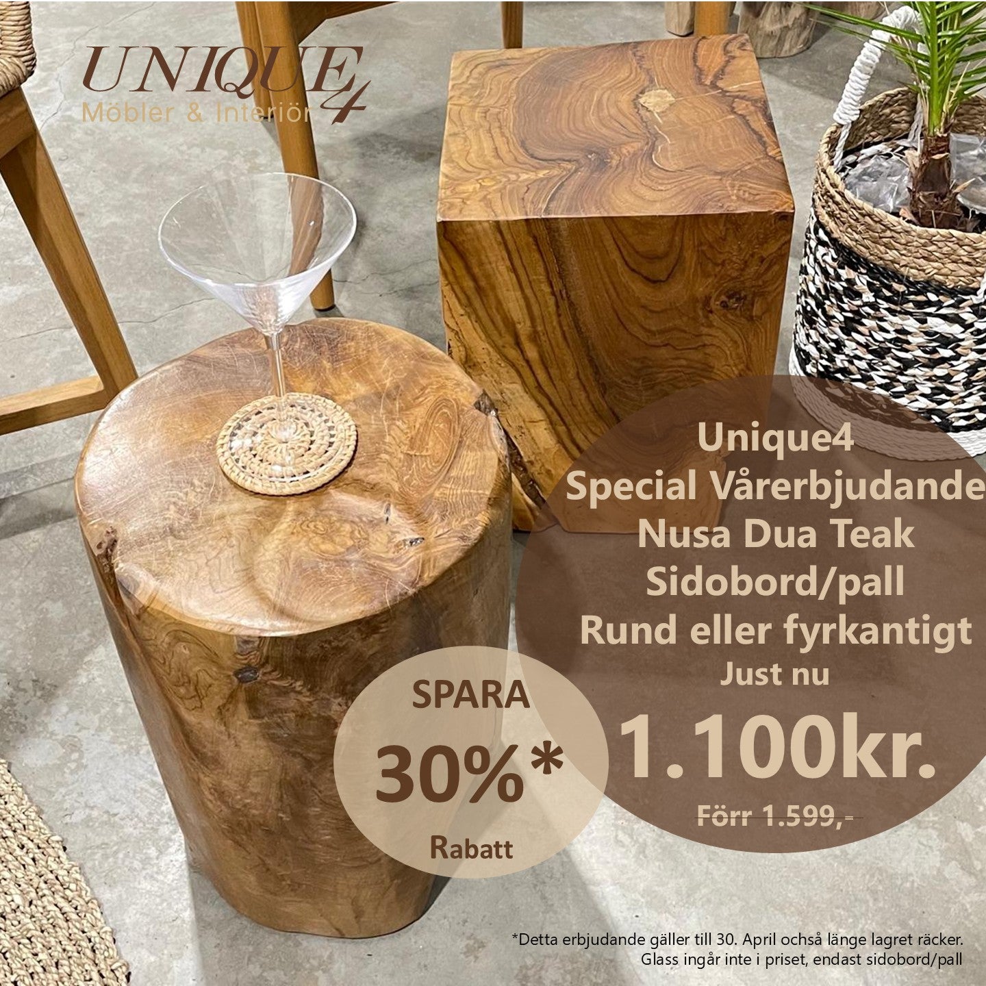 NUSA DUA Sidebord/skammel Teaktræ