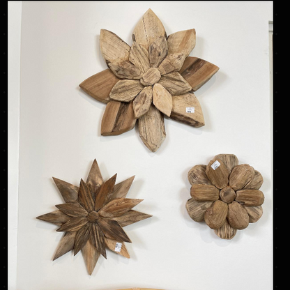 Blomma  Teak Vägg Decor