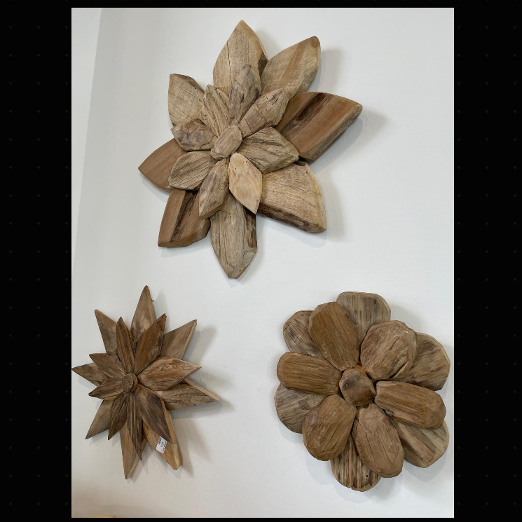 Blomma  Teak Vägg Decor