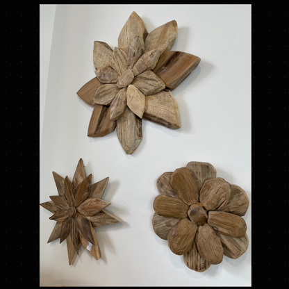 Blomma  Teak Vägg Decor
